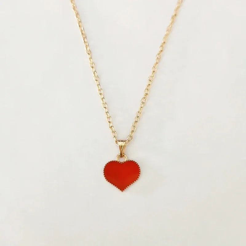 Gold-Tone Enamel Heart Drop Necklace