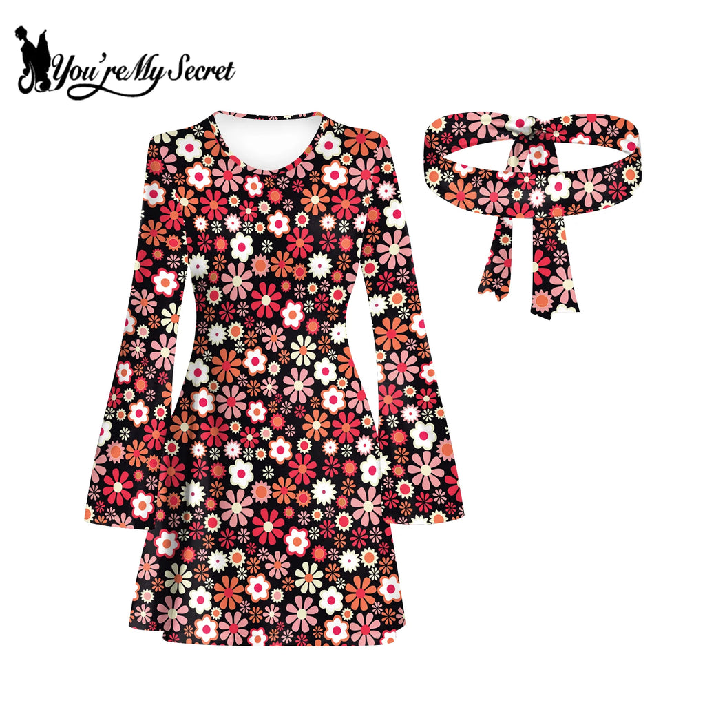 Vintage Bohemian Floral Print Maxi Dress - Retro 70s Inspired Holiday & Casual Wear