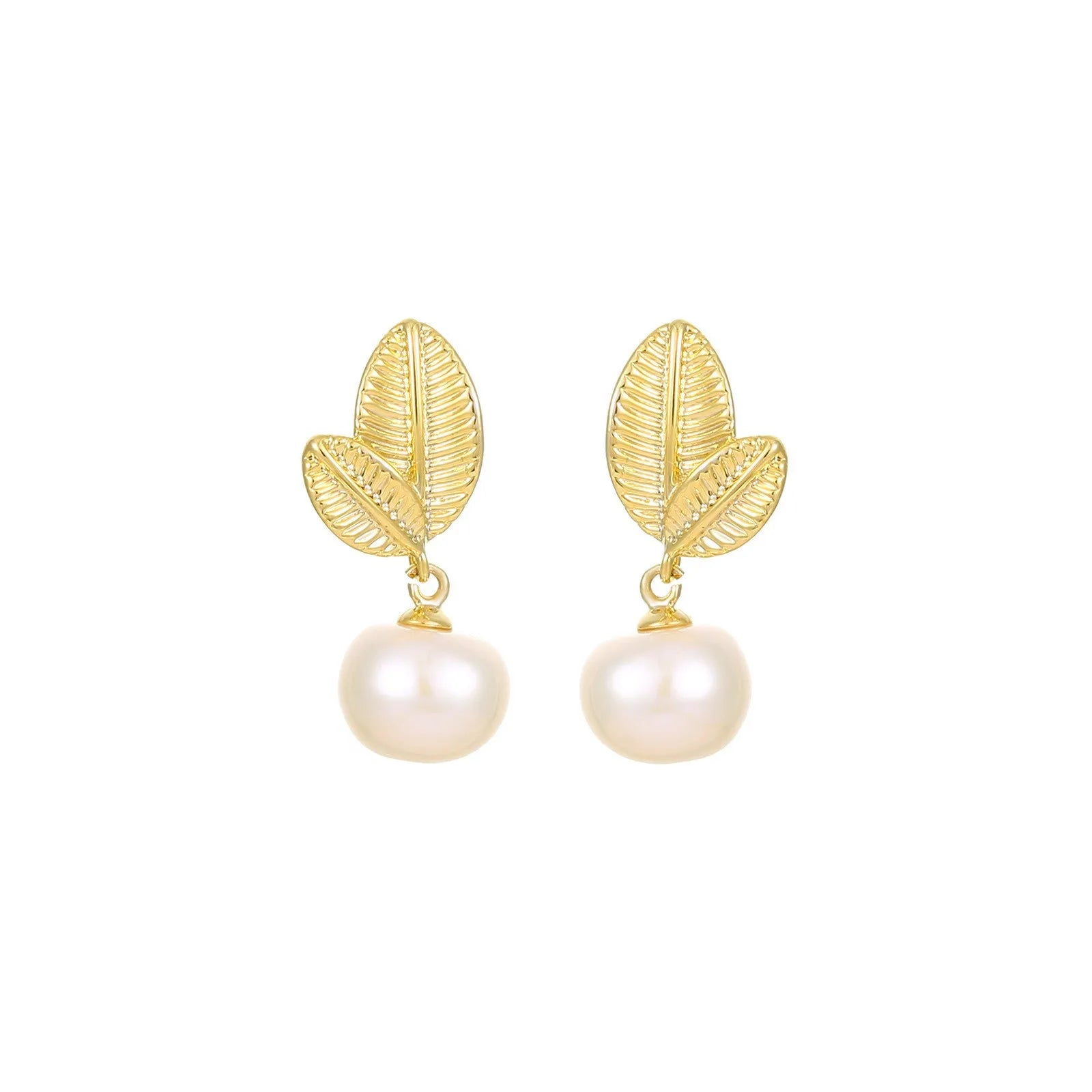 100% Natural Freshwater Pearl Leaf Earrings