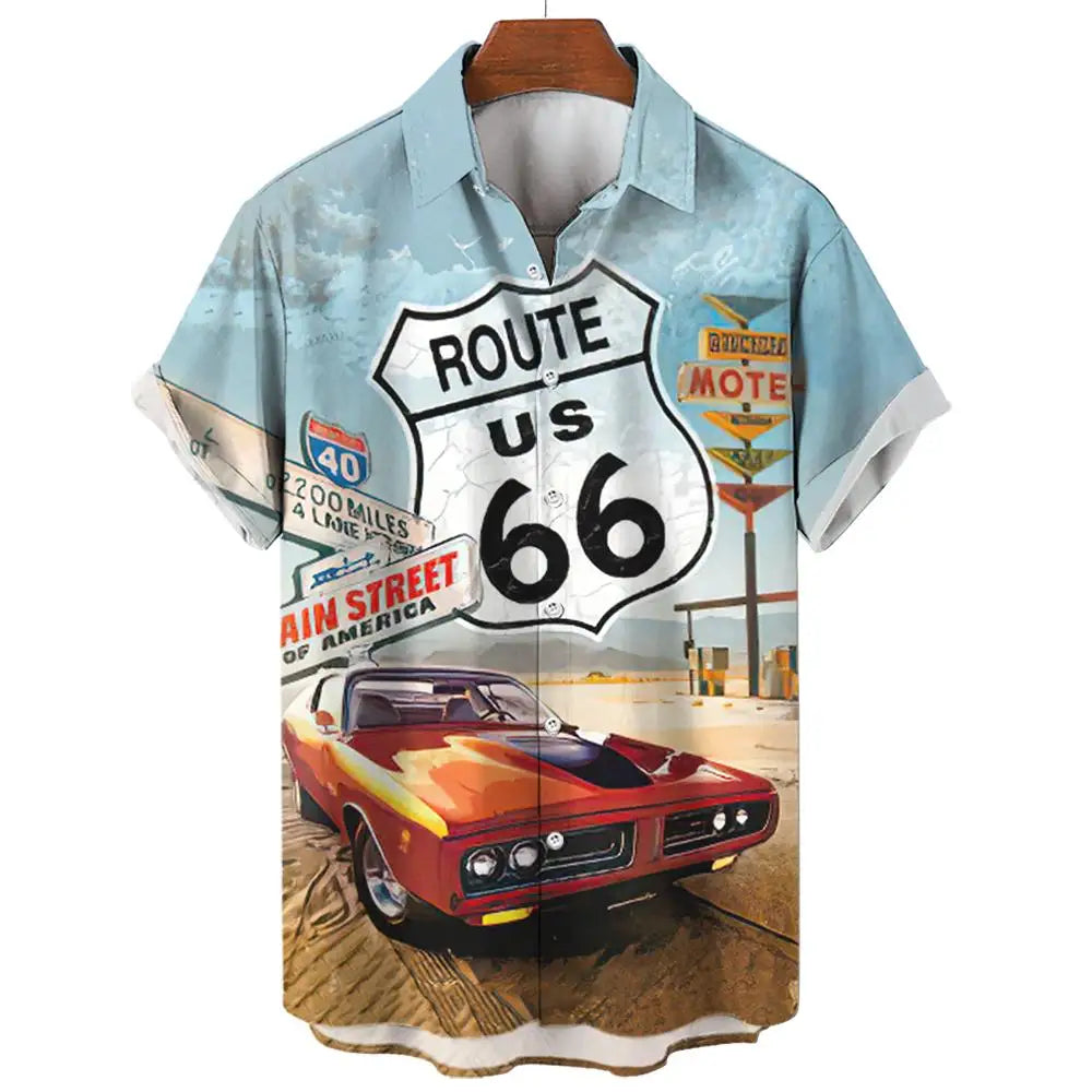 Route 66 Nomad Shirt – Vintage Classic Cars Short Sleeve Top
