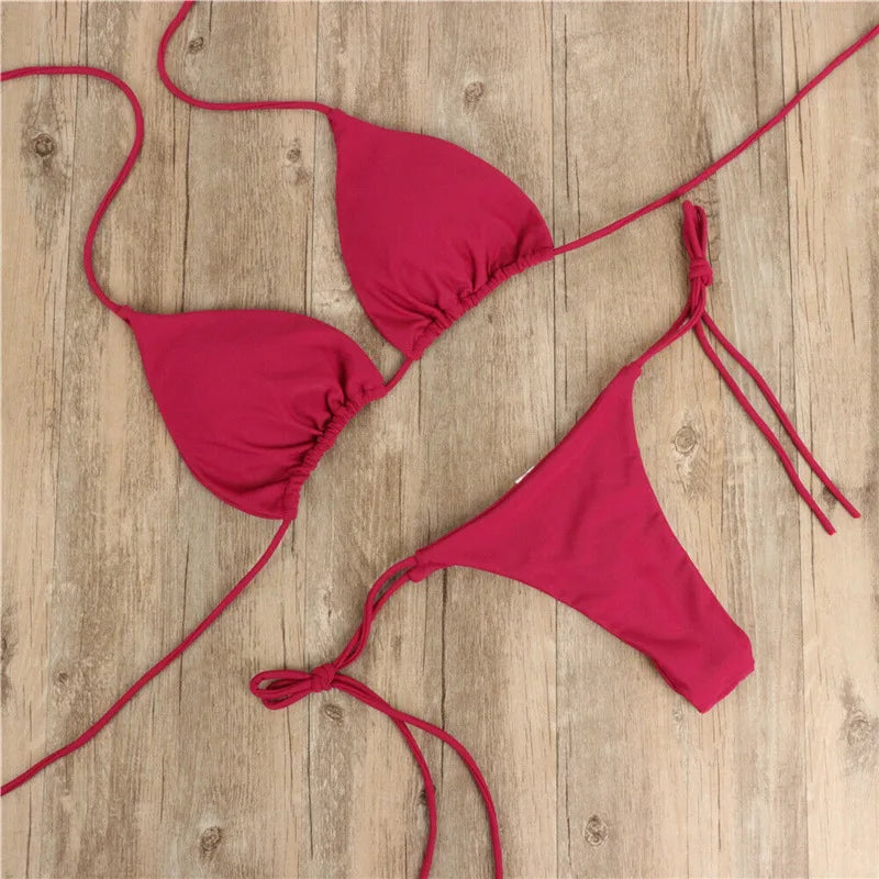 The "Aura Solis" Triangle Bikini Set – Sexy Halter Two-Piece Swimsuit