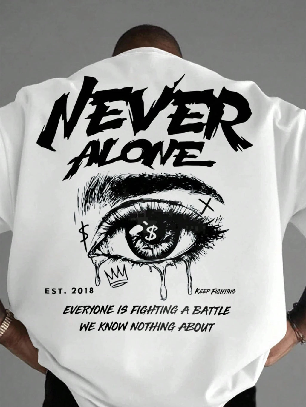 "Never Alone" Graphic Oversized Tee - Premium Cotton Streetwear T-Shirt