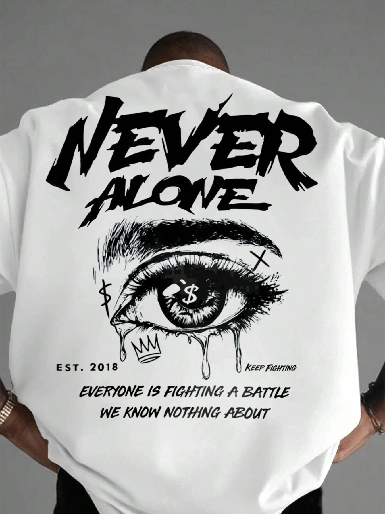 "Never Alone" Graphic Oversized Tee - Premium Cotton Streetwear T-Shirt