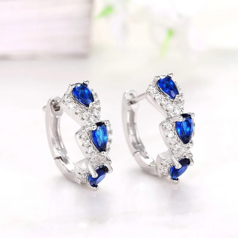 Ocean Aura Blue Hoops – 925 Sterling Silver Luxury Earrings