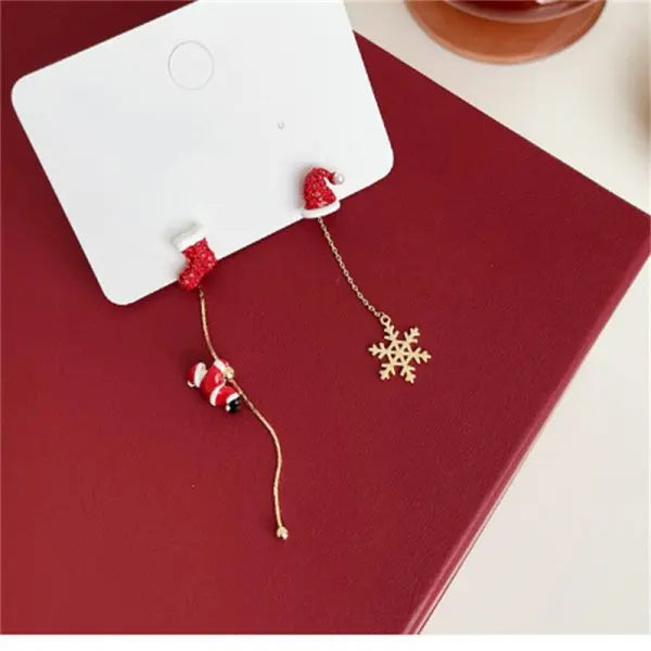 Elegant Festive Red Pearl Drop Earrings