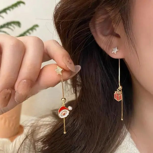 Elegant Festive Red Pearl Drop Earrings