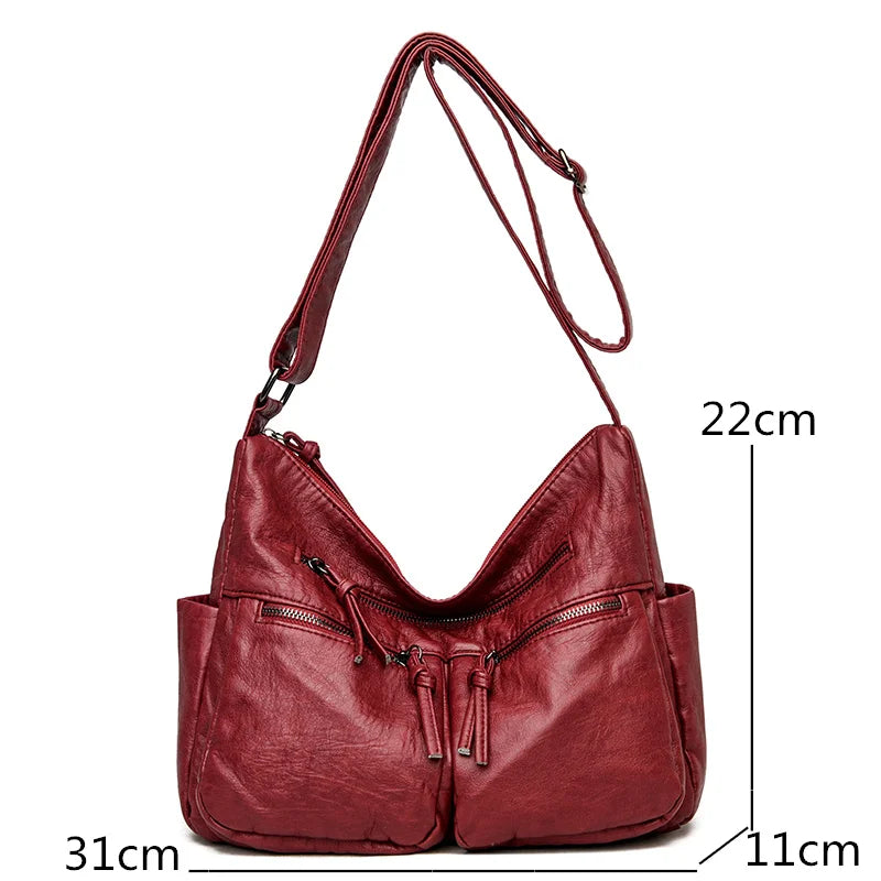 Everyday Soft Leather Shoulder Bag - Spacious Tote