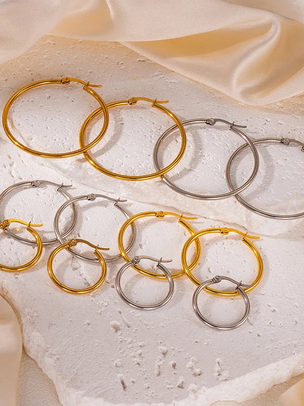 Solar Aura Gold Hoops – Premium Stainless Steel Circle Earrings