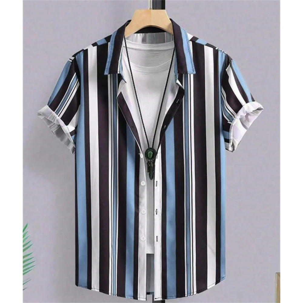 The "Oasis" 3D Geometric Resort Shirt – Summer Loose Casual Hawaiian Top