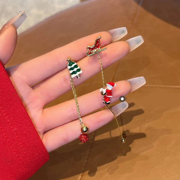 Elegant Festive Red Pearl Drop Earrings