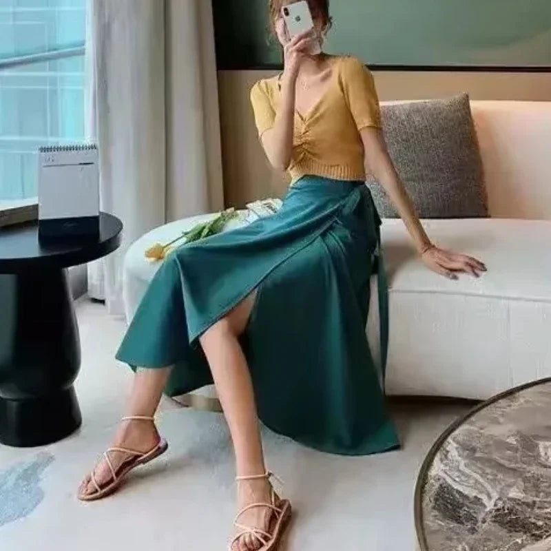 Floral High-Waist Wrap Maxi Skirt