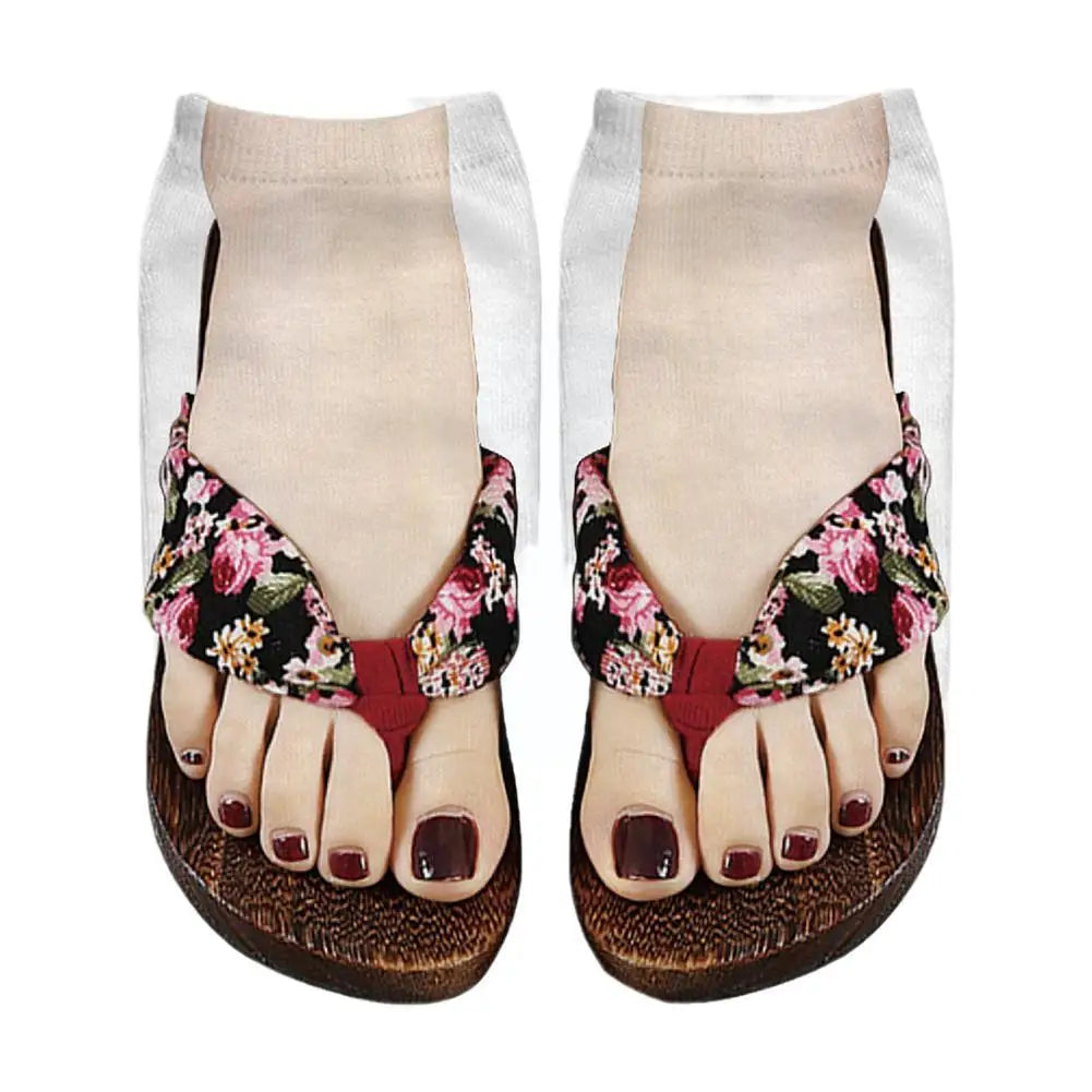 The "PrankFlop" Novelty Socks – 3D Illusion Flip-Flop Ankle Socks