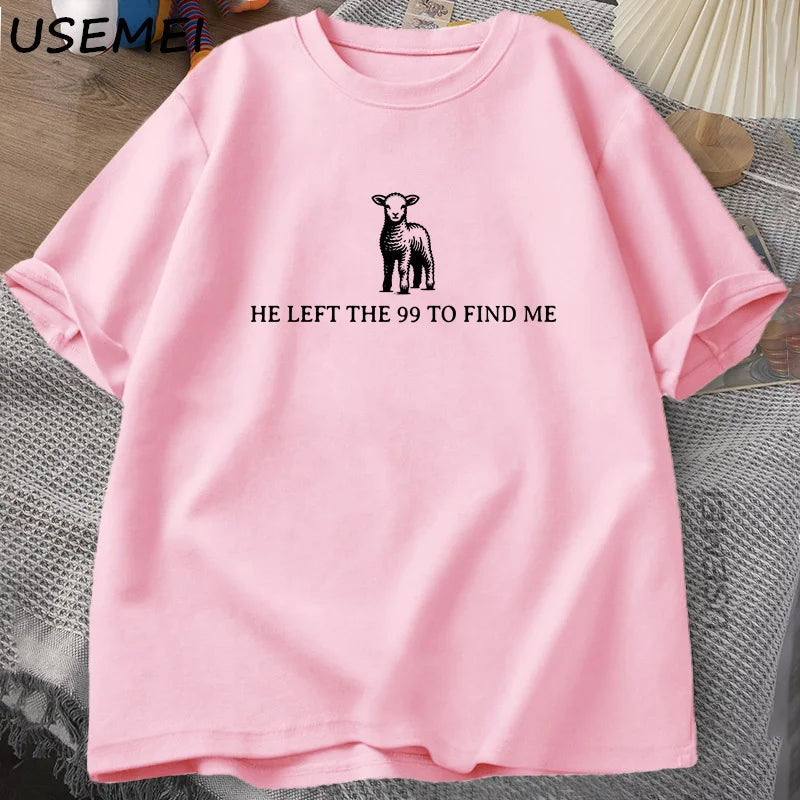 Retro Religious Graphic Print Cotton T-Shirt