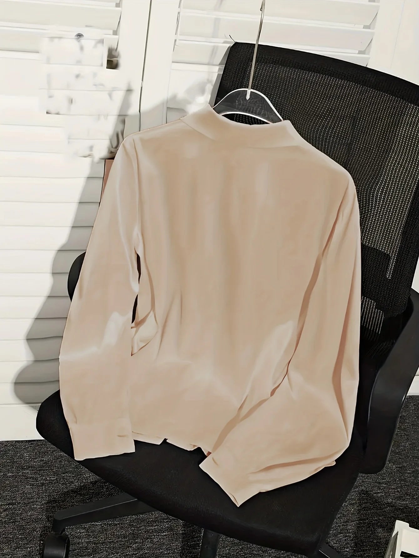 Elegant Satin Pleated Long-Sleeve Blouse