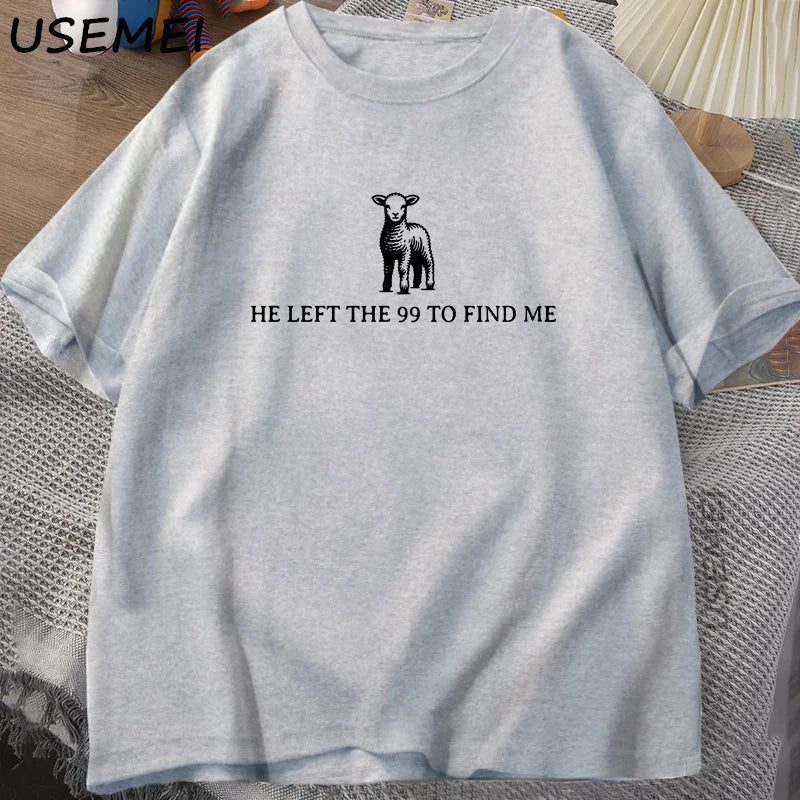 Retro Religious Graphic Print Cotton T-Shirt