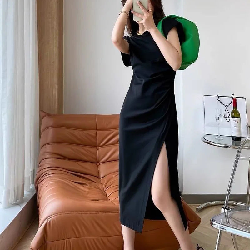 Elegant Midi Split-Side Bodycon Dress