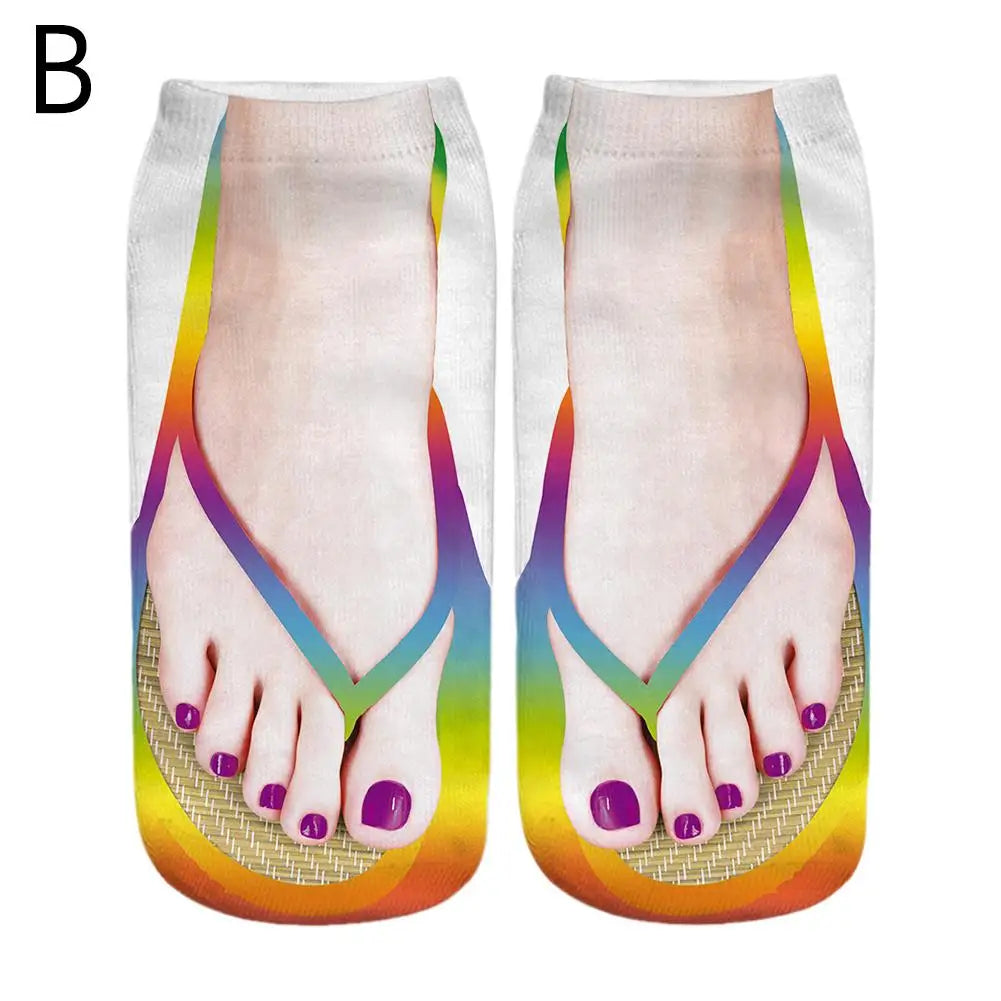The "PrankFlop" Novelty Socks – 3D Illusion Flip-Flop Ankle Socks