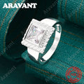 Elegant Square Cubic Zirconia Ring - Silver Plated Geometric Finger Ring for Women