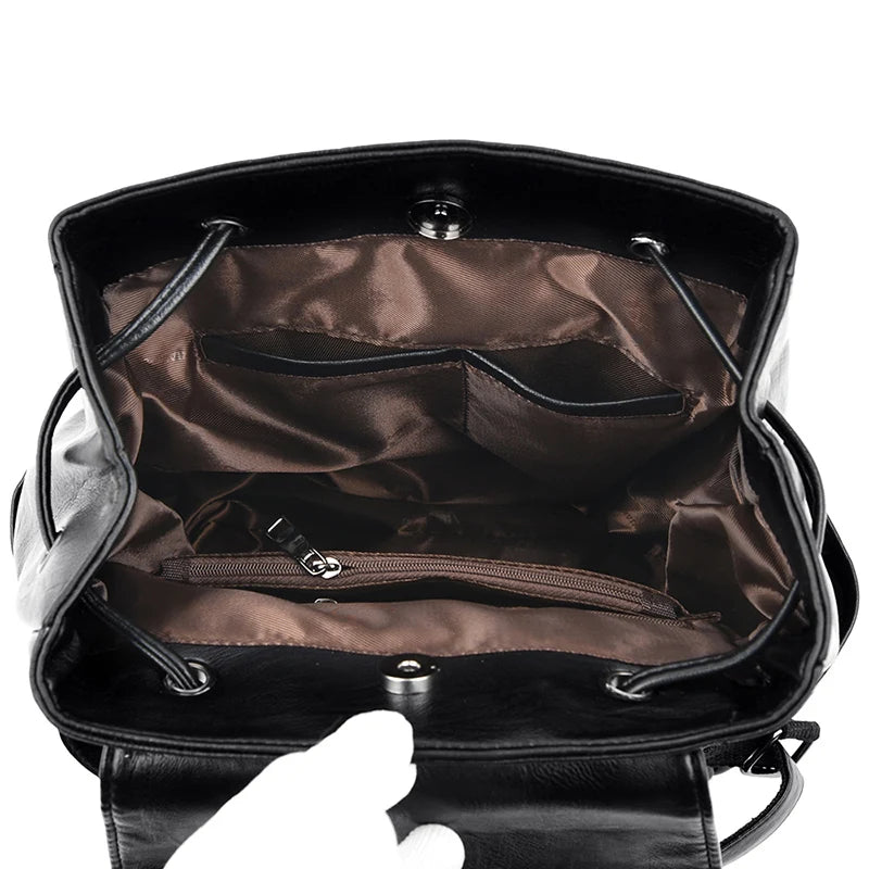 Anti-Theft Large Capacity Women's Leather Backpack - Stylish Travel & School Shoulder Bag