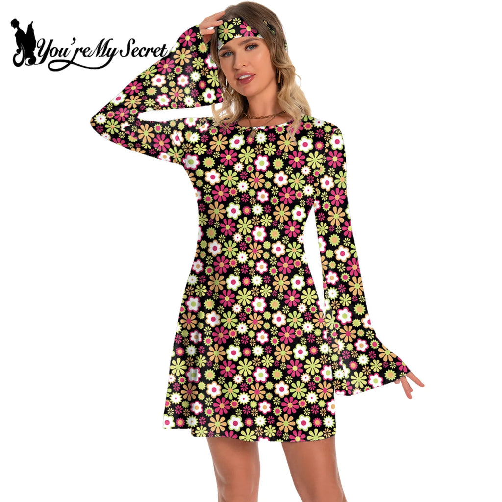 Vintage Bohemian Floral Print Maxi Dress - Retro 70s Inspired Holiday & Casual Wear