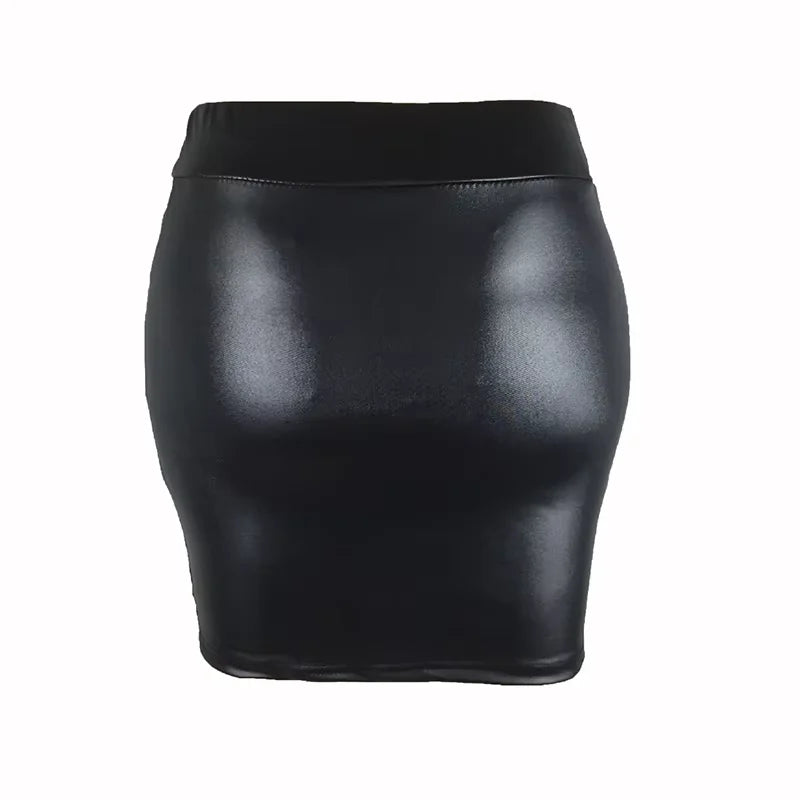 High-Waist Faux Leather Mini Skirt - Elegant Slim Fit Pencil Design
