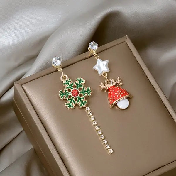 Elegant Festive Red Pearl Drop Earrings