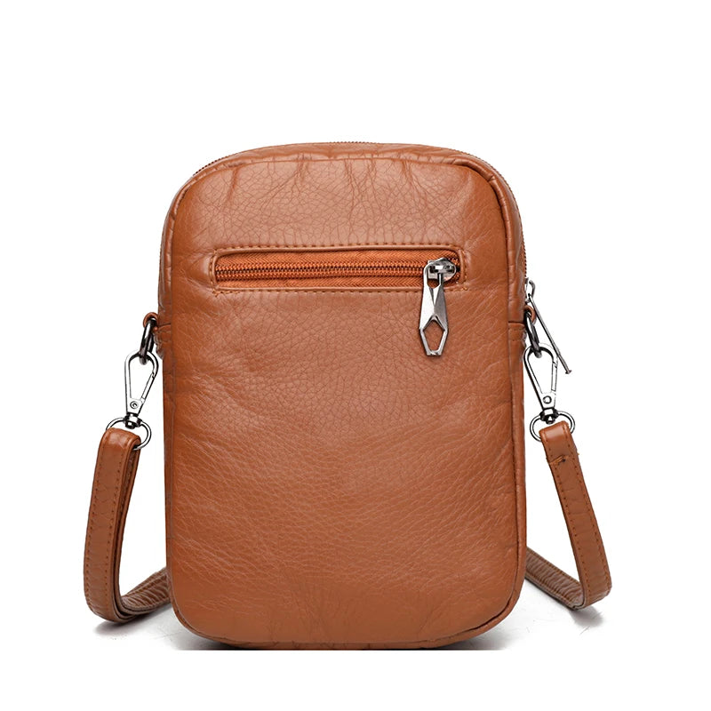 Vintage Leather Crossbody - Mobile Phone Bag
