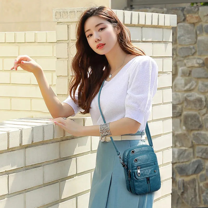Vintage Leather Crossbody - Mobile Phone Bag