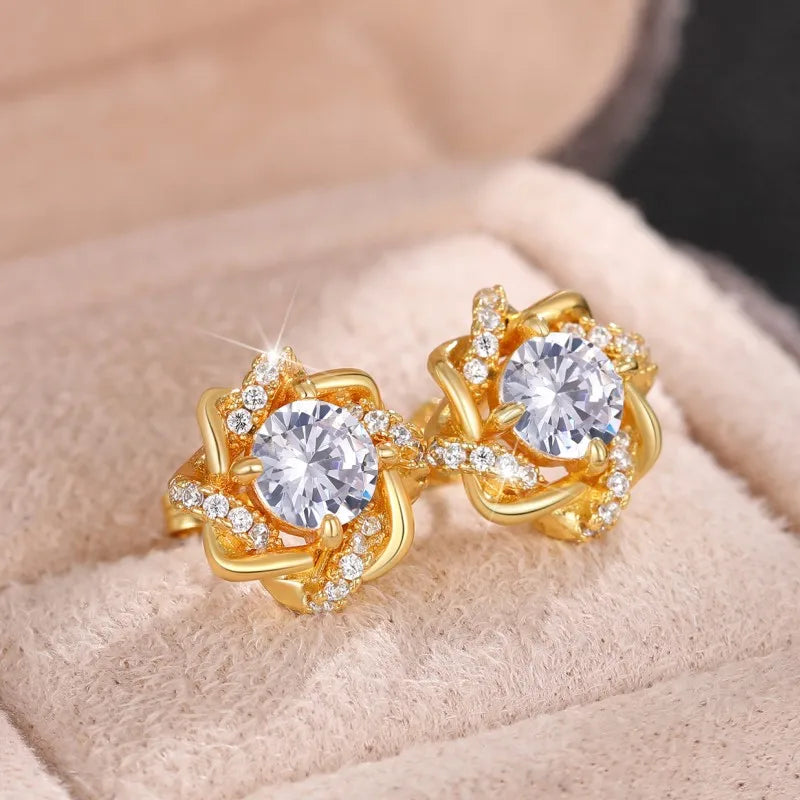 The "Aura Spark" Dainty Stud Earrings – Luxury Cubic Zirconia Bridal Jewelry