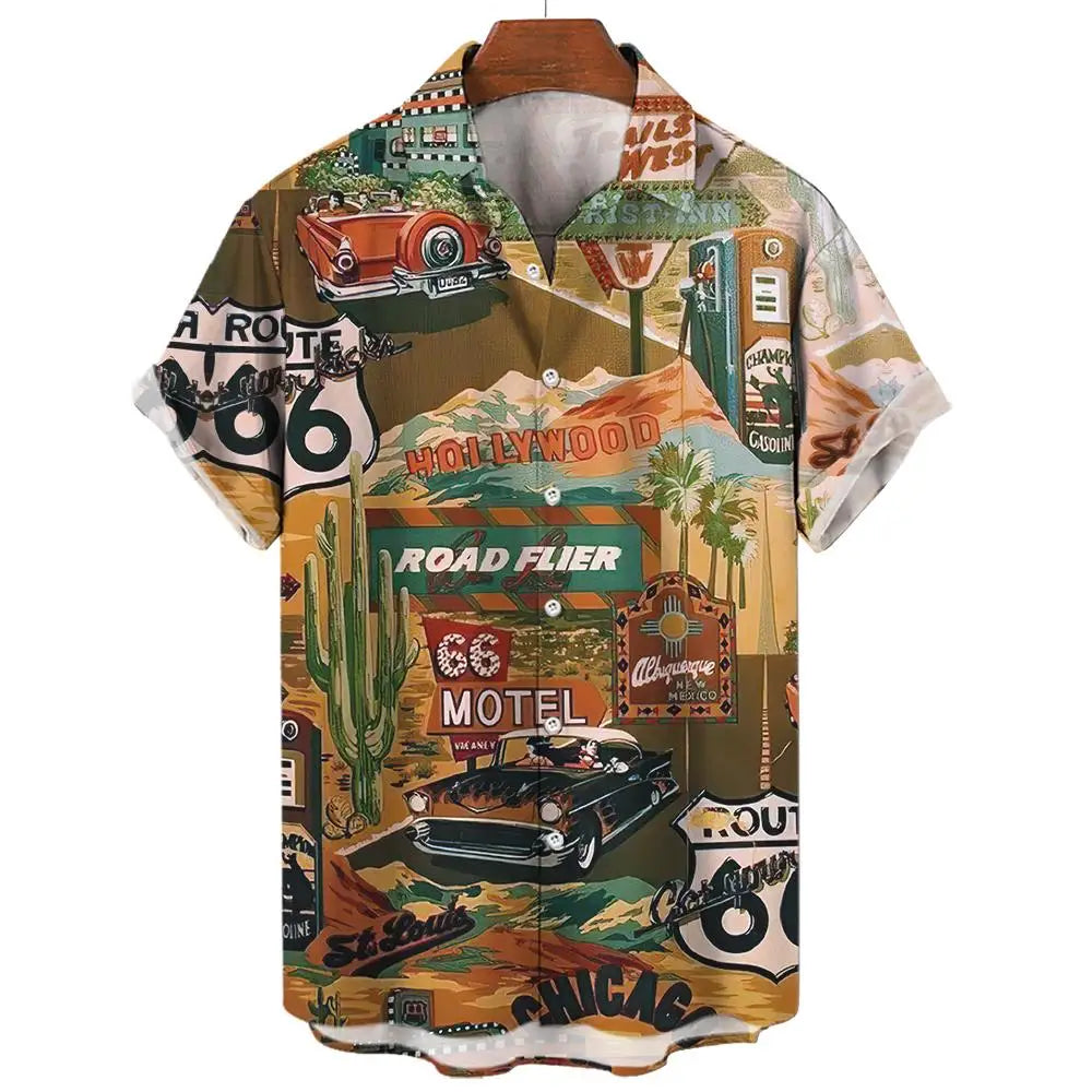Route 66 Nomad Shirt – Vintage Classic Cars Short Sleeve Top