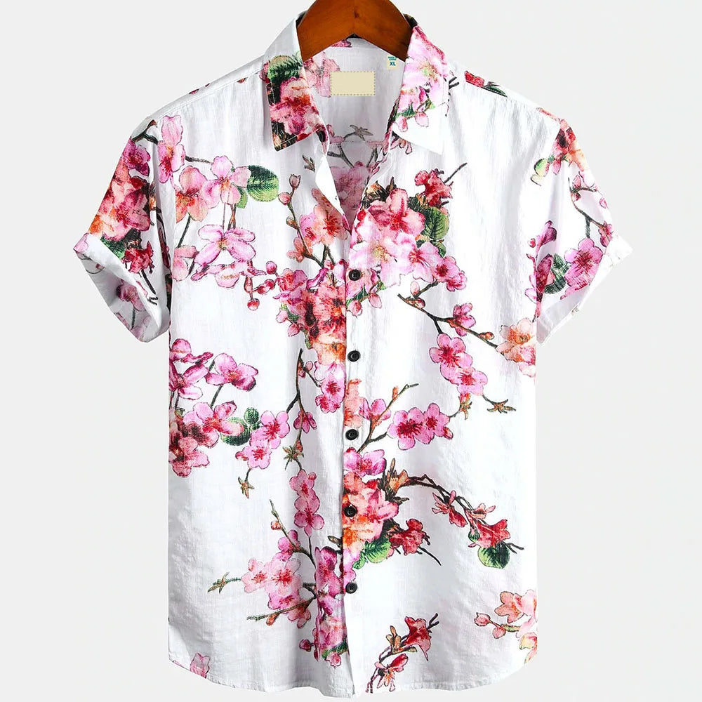 The "Sakura Breeze" Unisex Hawaiian Shirt – Summer Sakura Pattern Short Sleeve