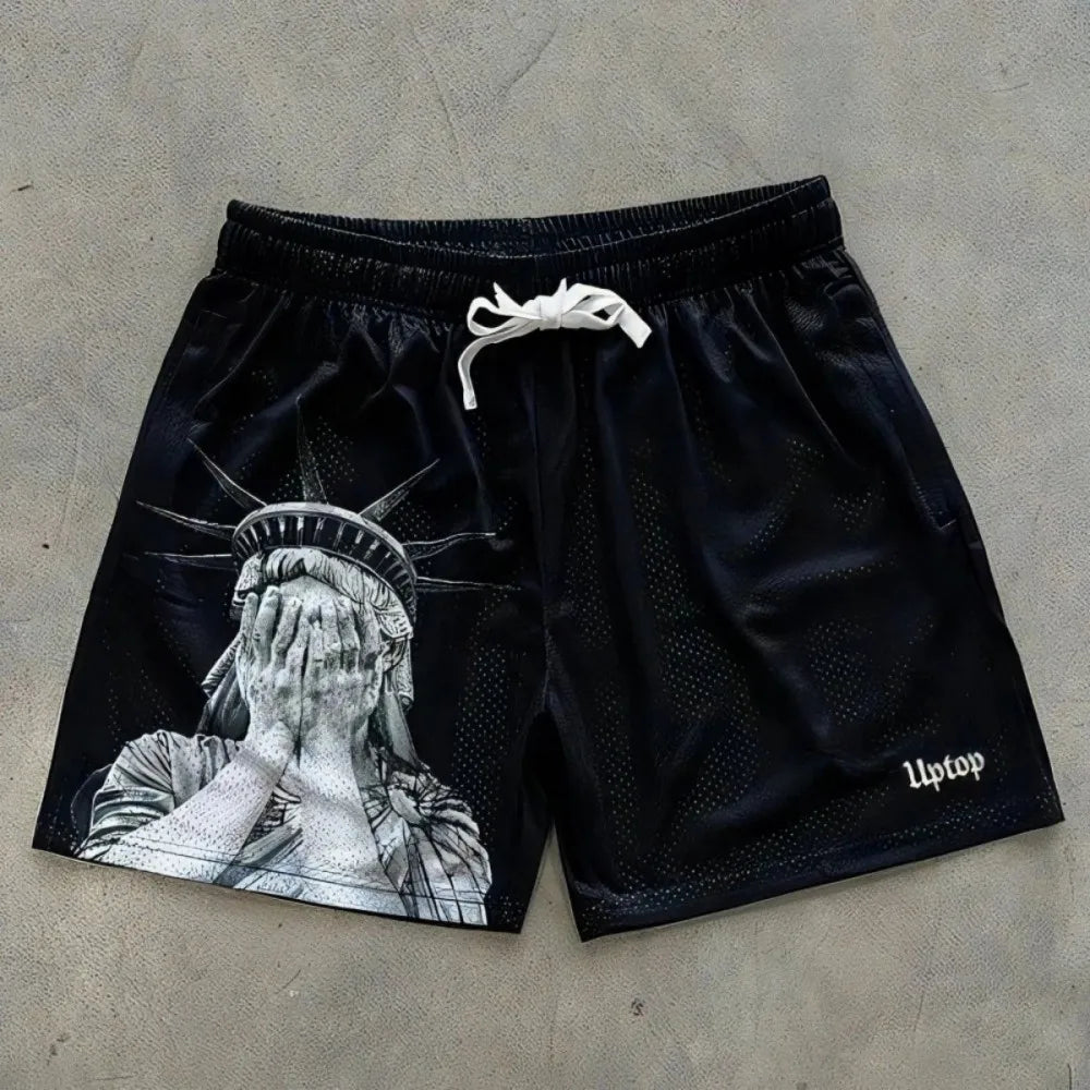 Statue of Liberty Graphic Print Shorts