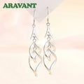 Elegant 925 Sterling Silver Hollow Long Drop Earrings