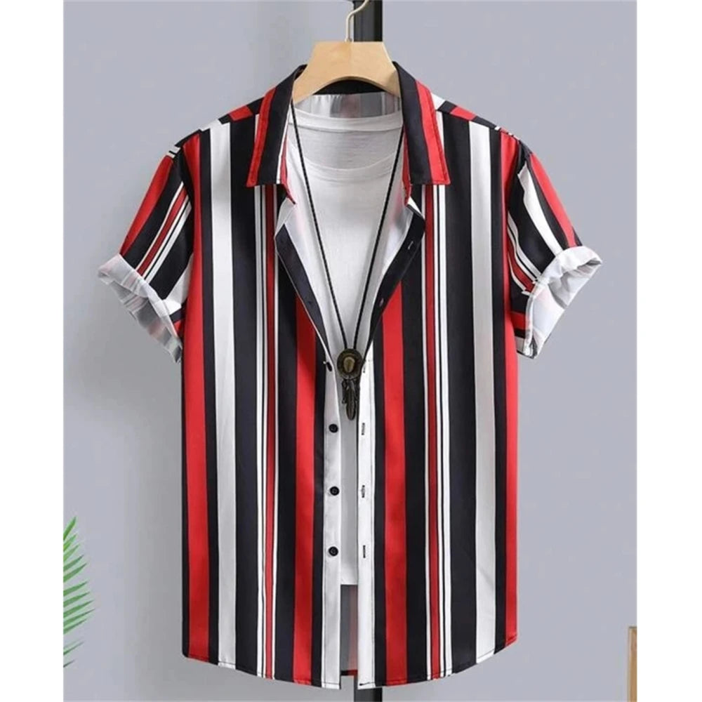 The "Oasis" 3D Geometric Resort Shirt – Summer Loose Casual Hawaiian Top