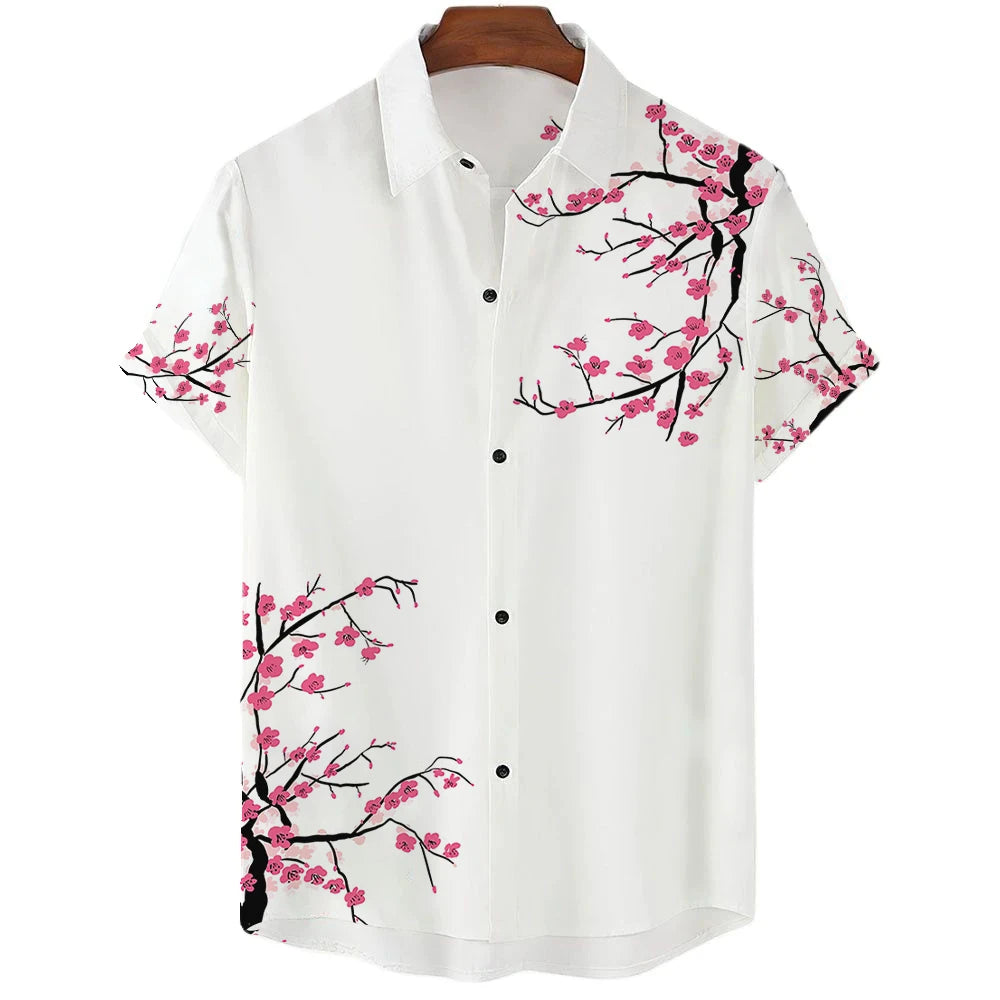 The "Sakura Breeze" Unisex Hawaiian Shirt – Summer Sakura Pattern Short Sleeve