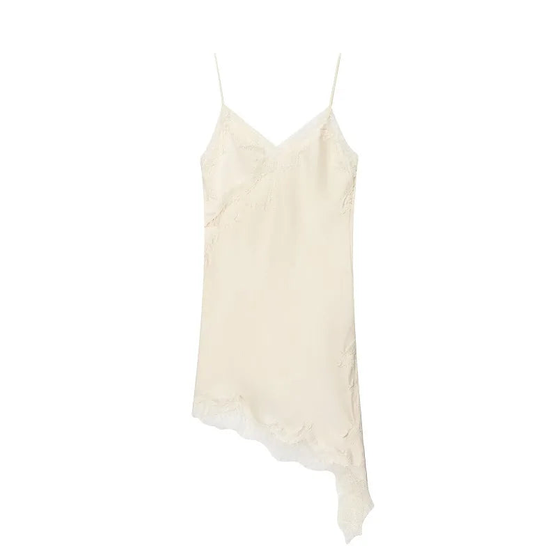 Elegant Satin Lace Backless Mini Summer Dress