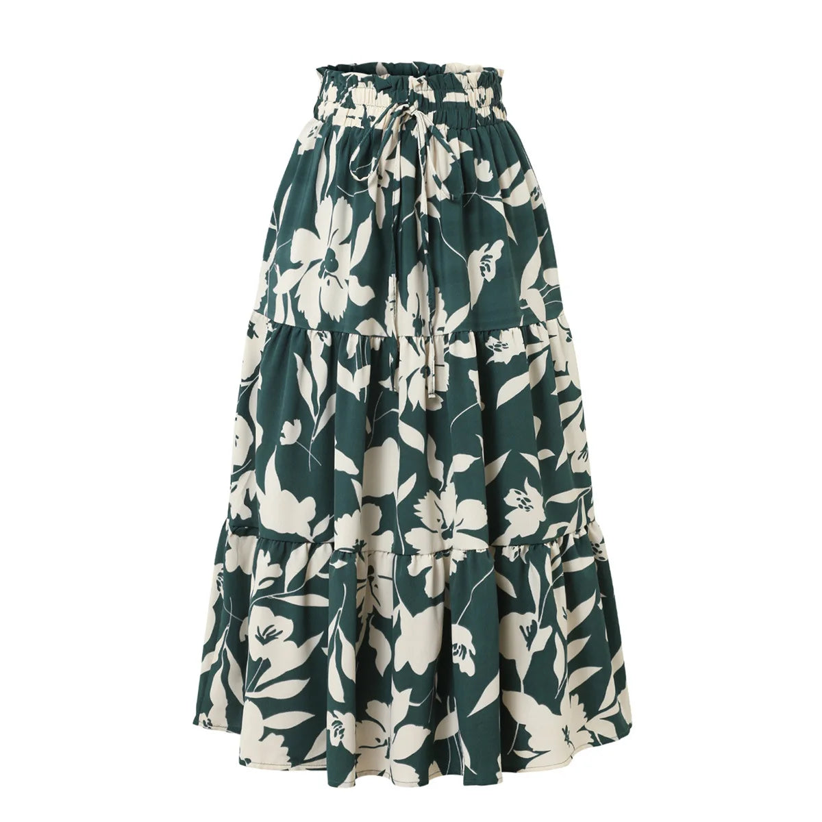 Santorini Bohemian Maxi Skirt – Flowy Summer Floral Long Skirt