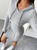 Ribbed Knitted Hooded Slim Fit Dress