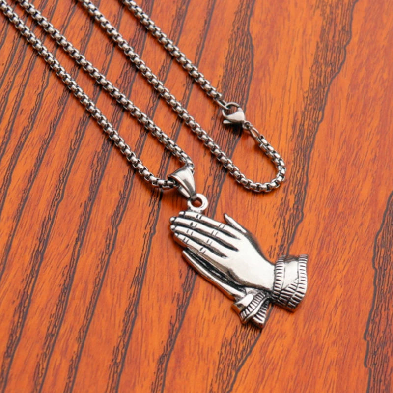Devotion Praying Hands Pendant – Men's Titanium Steel Streetwear Chain