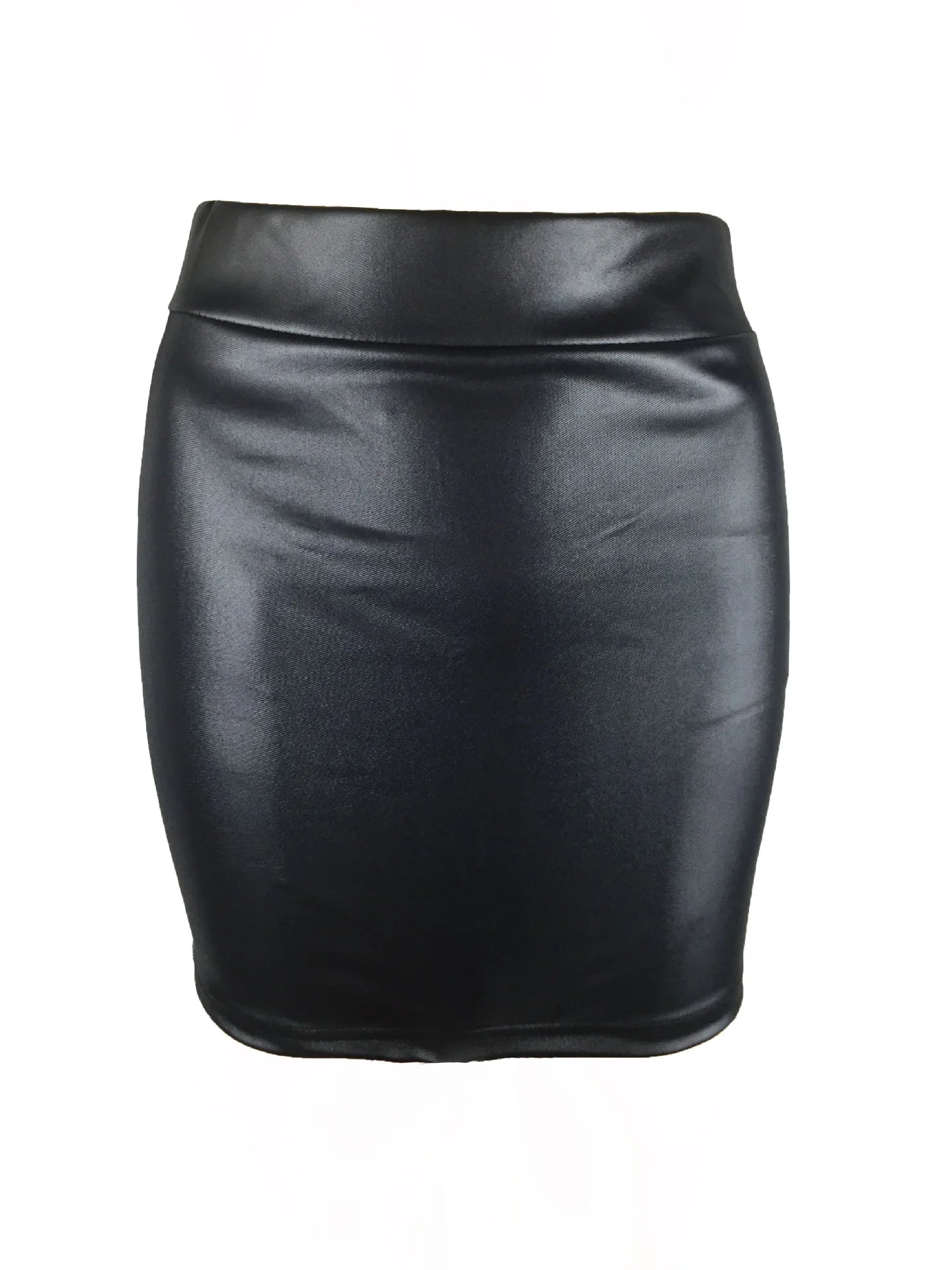 High-Waist Faux Leather Mini Skirt - Elegant Slim Fit Pencil Design