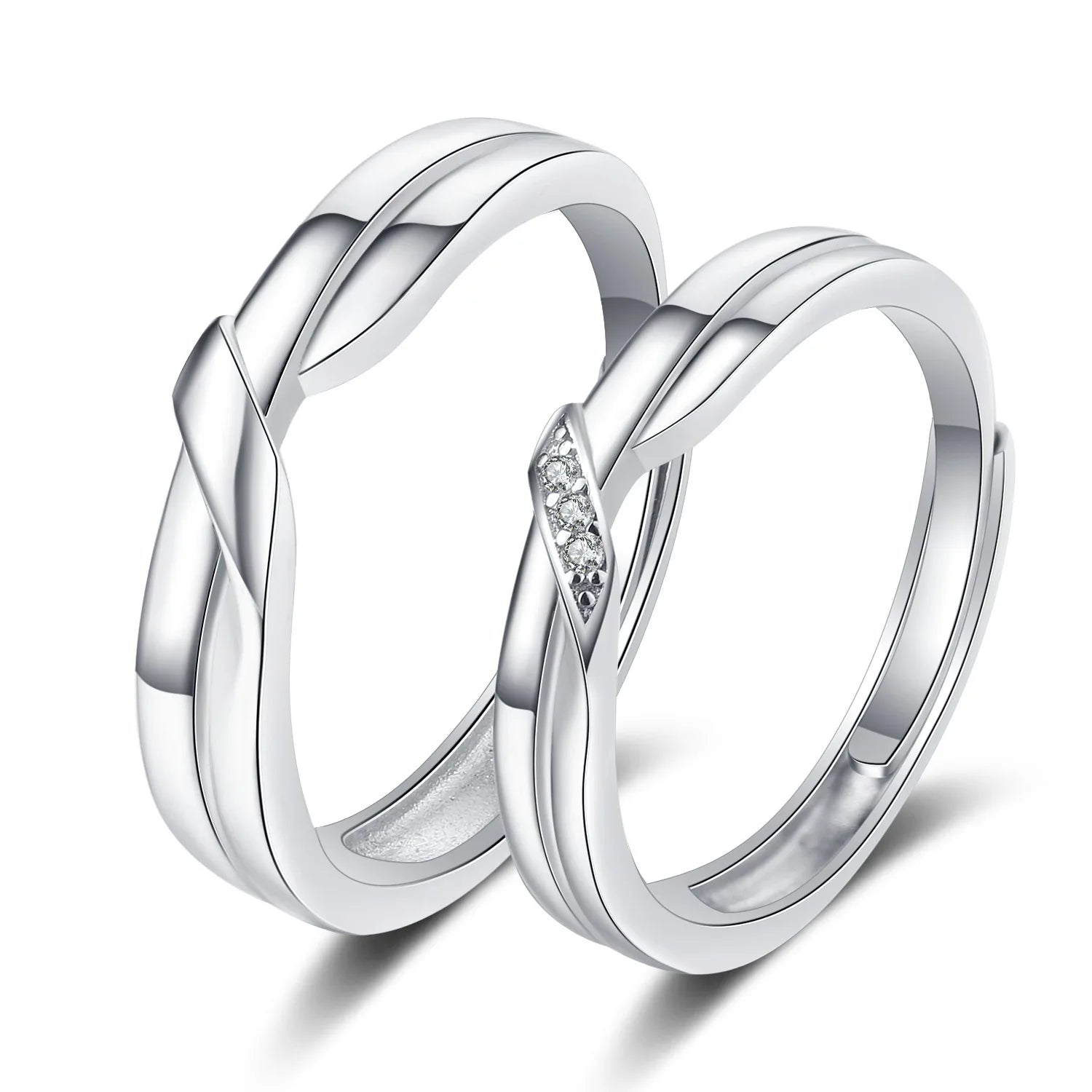 Amour Adjustable Couple Rings – 2-Piece Matching Love Heart Promise Set