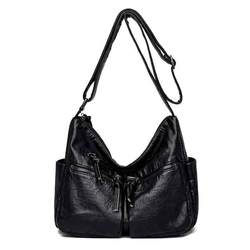 Everyday Soft Leather Shoulder Bag - Spacious Tote