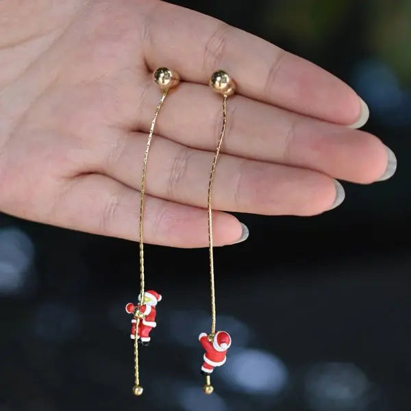 Elegant Festive Red Pearl Drop Earrings