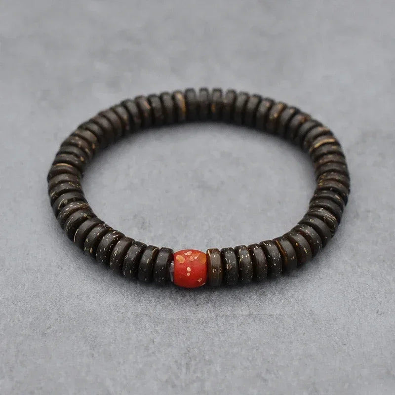 Nirvana Coconut Shell Bead Bracelet – Handmade Tibetan Buddhist Amulet