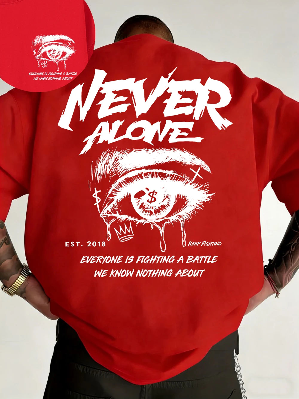 "Never Alone" Graphic Oversized Tee - Premium Cotton Streetwear T-Shirt
