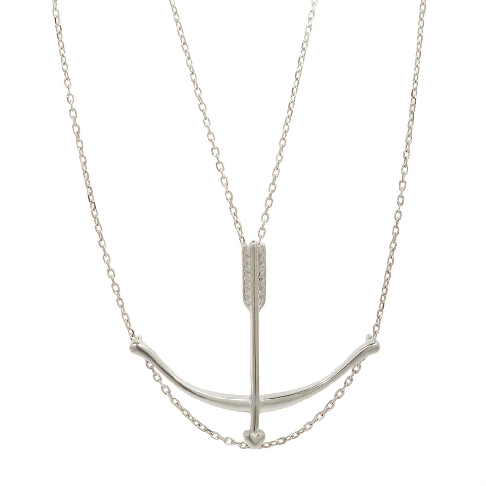 The "Aura Archer" Double Chain Necklace – Vintage Stainless Steel Bow & Arrow Pendant