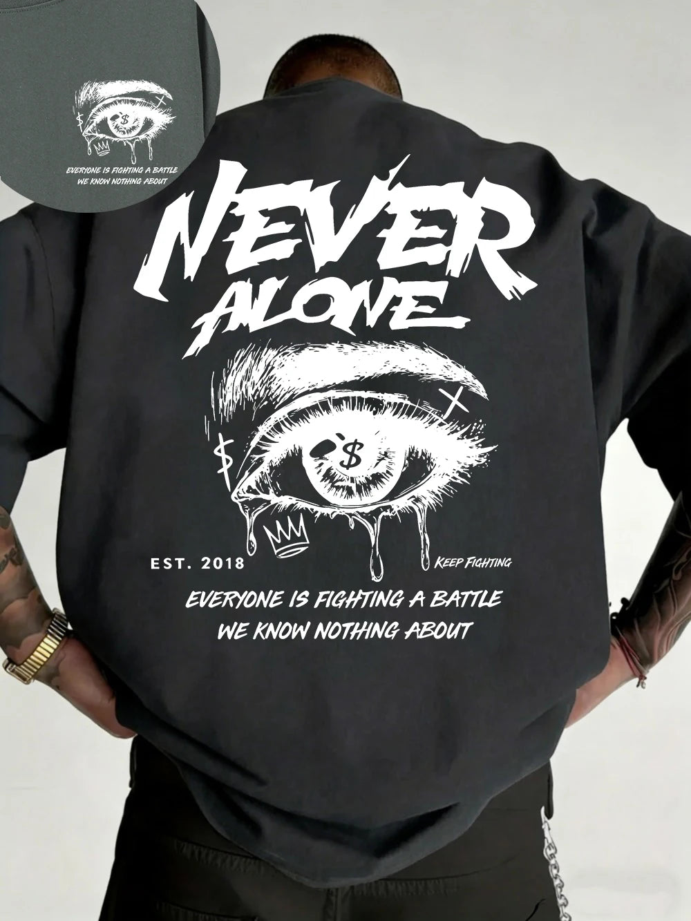"Never Alone" Graphic Oversized Tee - Premium Cotton Streetwear T-Shirt