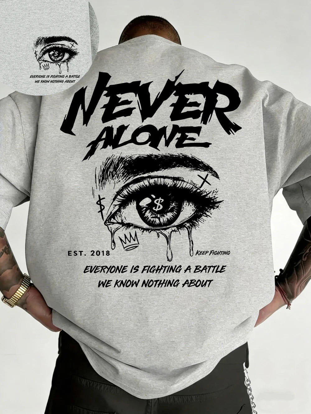"Never Alone" Graphic Oversized Tee - Premium Cotton Streetwear T-Shirt