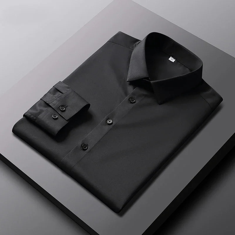The "IronLess" Smart Business Shirt – Wrinkle-Resistant Solid Color Top