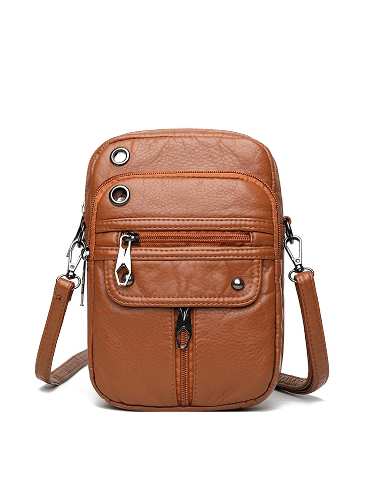 Vintage Leather Crossbody - Mobile Phone Bag